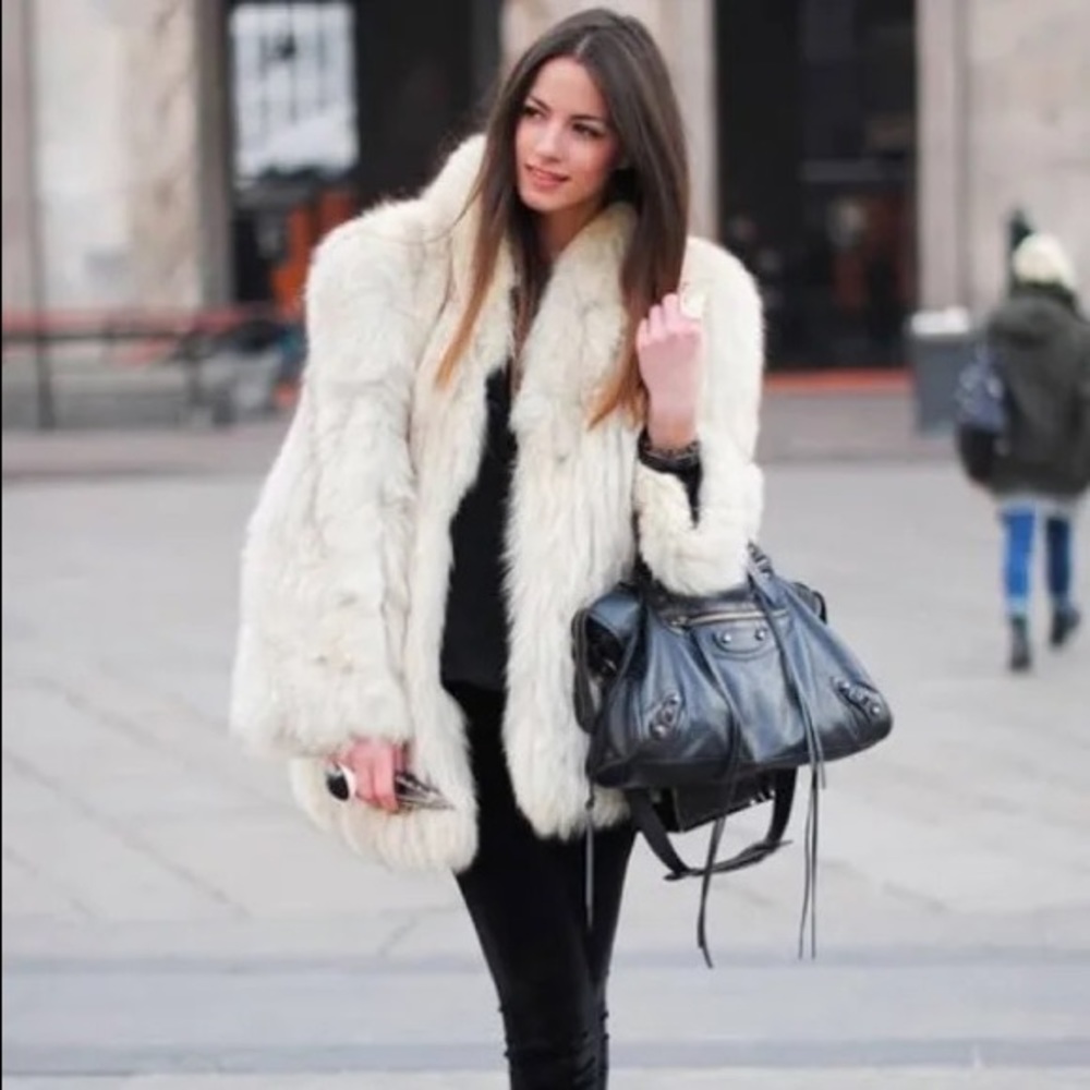 Saga Fox Silver Fox Fur Coat Medium